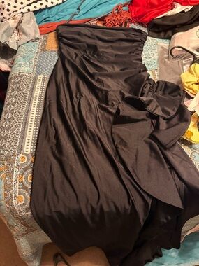 Emerald Sundae Black Strapless  dress with Side Bow Detail